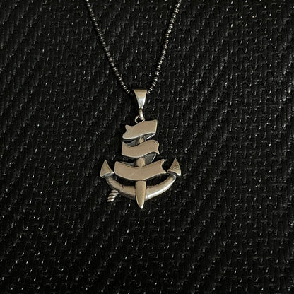 925 Sterling Silver Anchor Sword Men Necklace