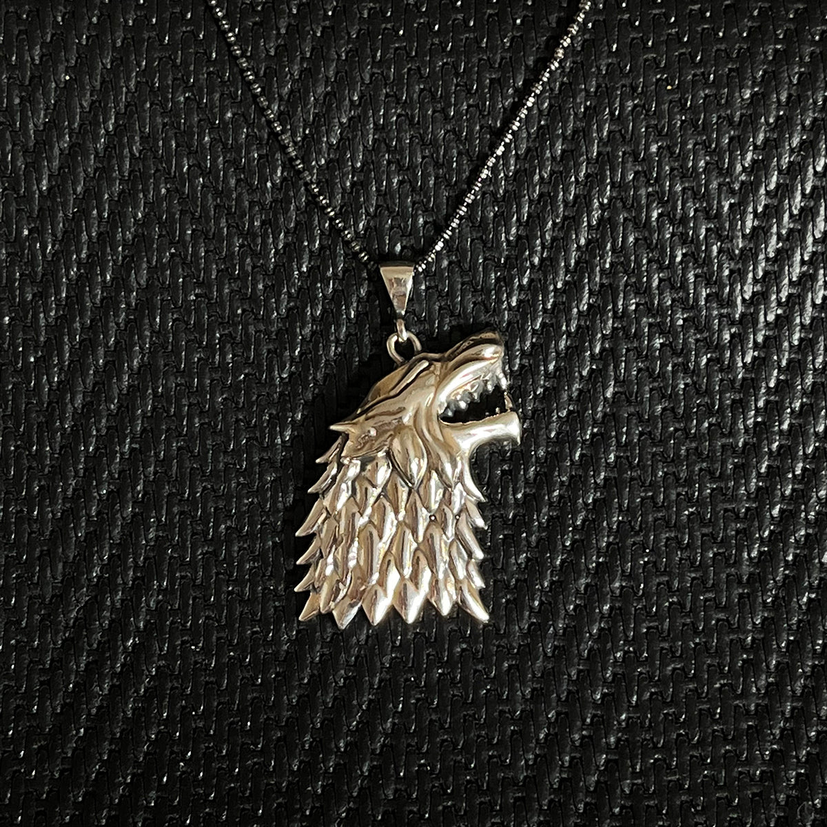 925 Sterling Silver Wolf Head Men Necklace