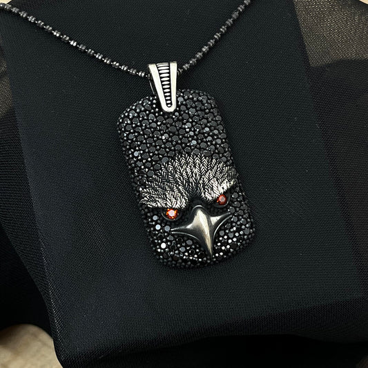 Sterling Silver Owl Head Men Necklace