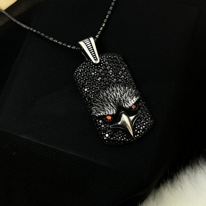 Sterling Silver Owl Head Men Necklace