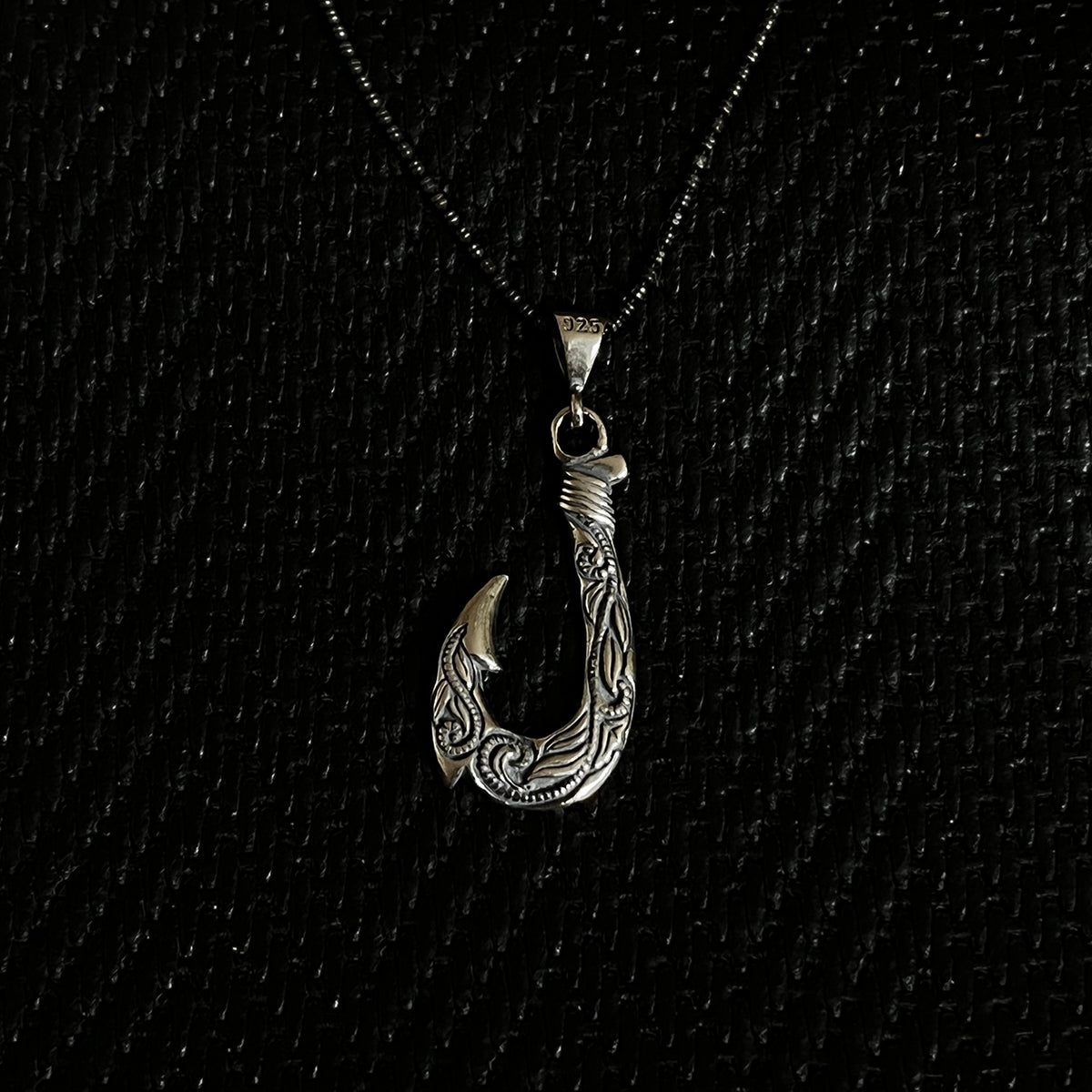 925 Sterling Silver Anchor Art Deco Men Neckalce