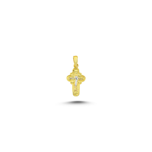 14K Gold Crucifix Charm Necklace