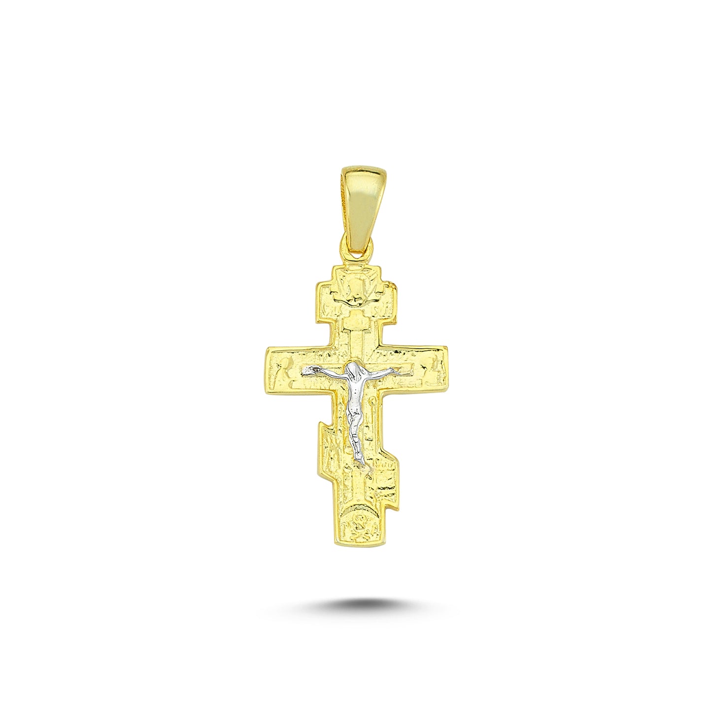 14K Yellow and White Gold Cross Charm Necklace