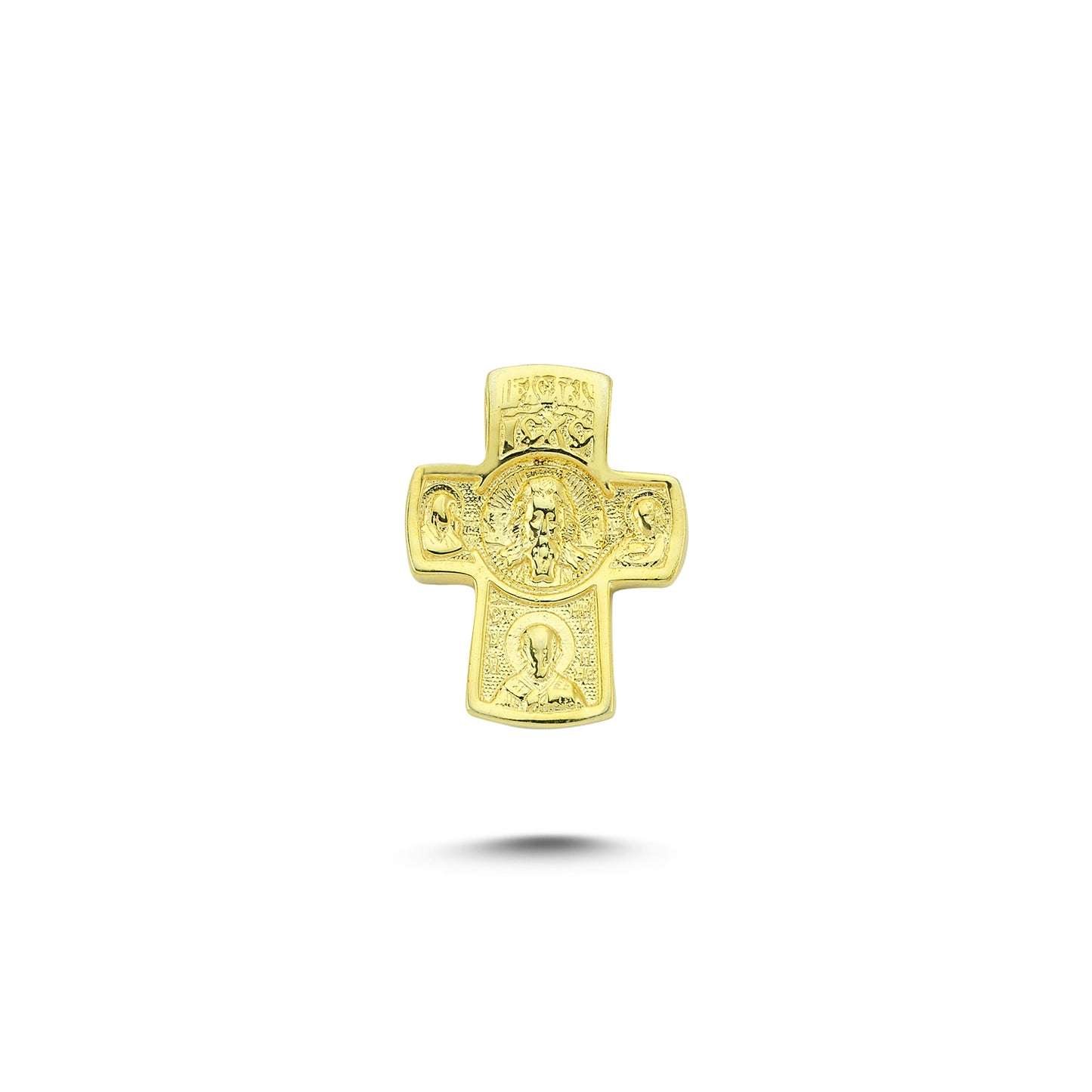 14K Gold Orthodox Crucifix Charm Necklace