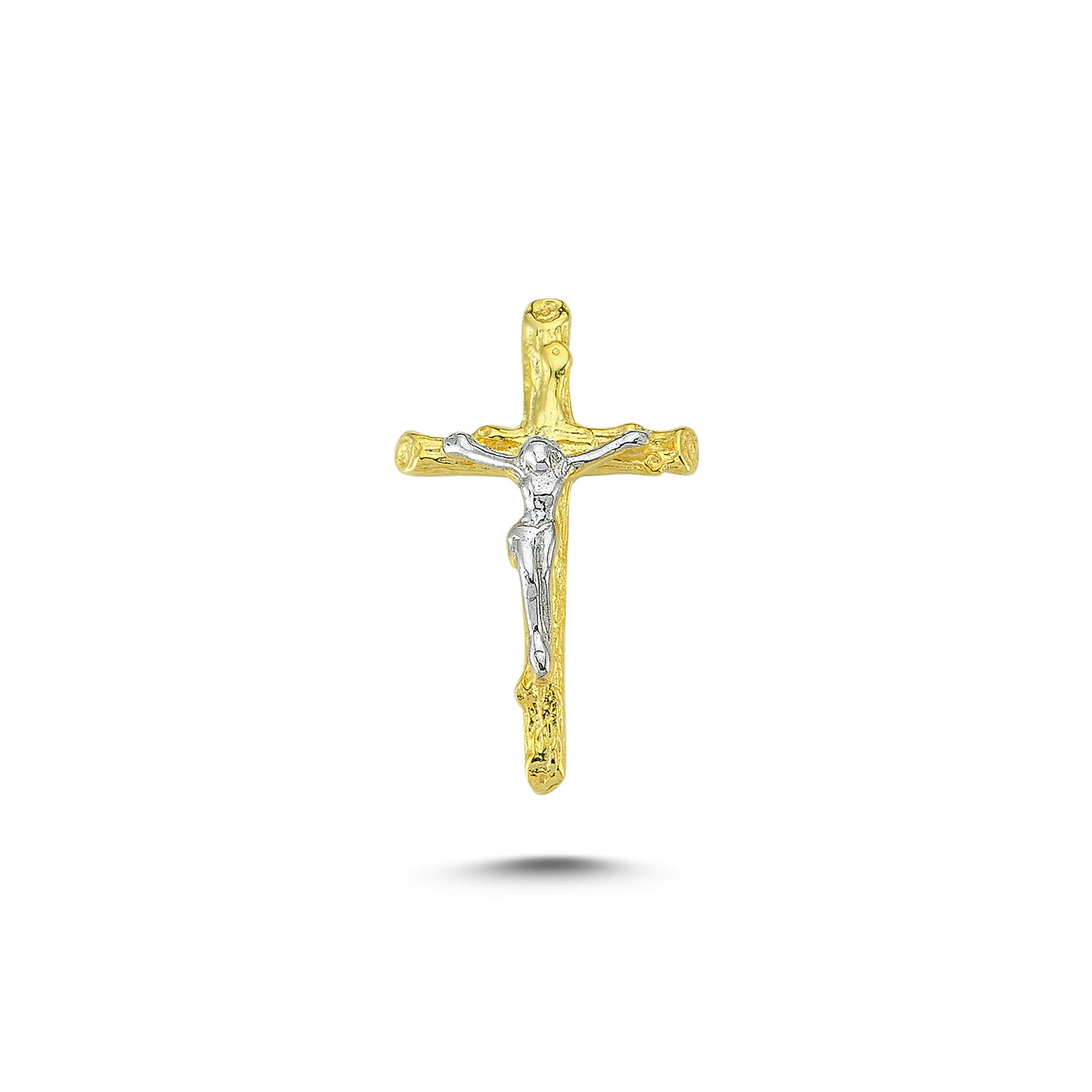 14K Yellow and White Gold Cross Charm Necklace