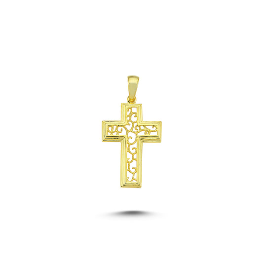 14K Gold Filigree Crucifix Cross Pendant