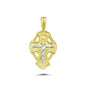 14K Yellow and White Gold Cross Charm Necklace