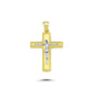 14K Yellow and White Gold Cross Charm Necklace