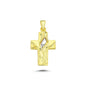 14K Yellow and White Gold Cross Charm Necklace