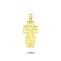 14K Gold Russian Orthodox Patterned Cross Charm Necklace