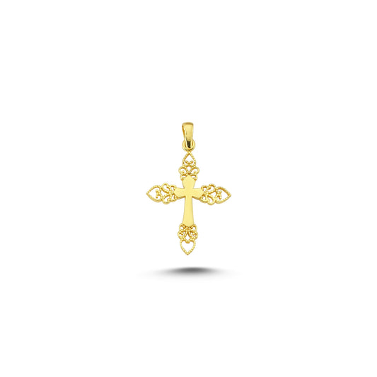 14K Gold Filigree Cross Pendant