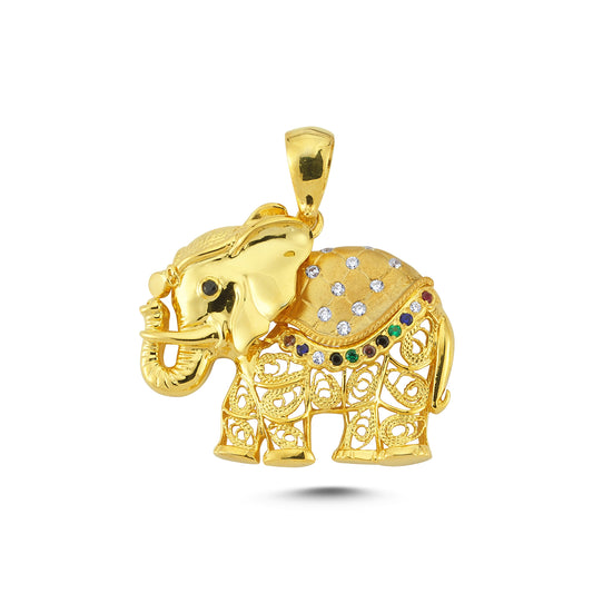 14K Gold Elephant Animal Charm Necklace