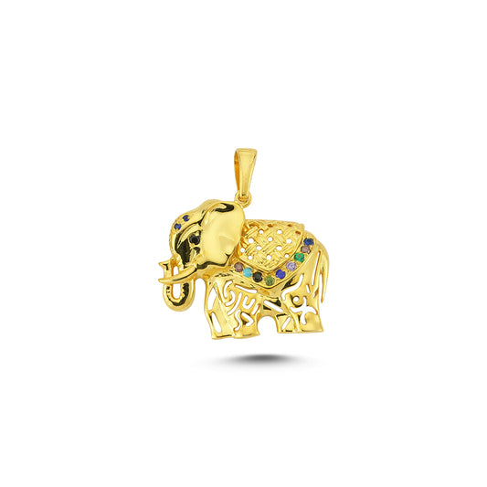 14K Gold Elephant Animal Charm Necklace