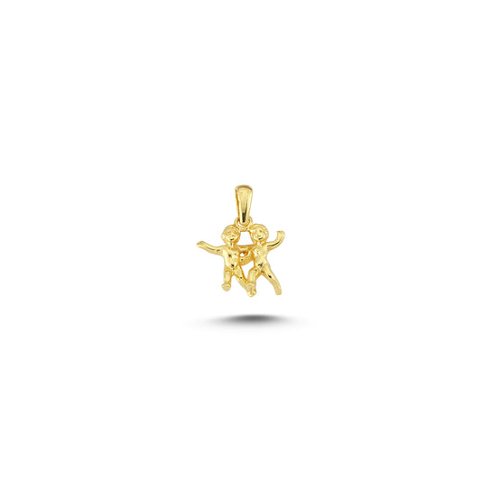 14K Gold Gemini Charm Necklace