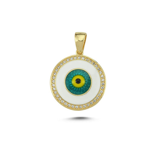 Turkish Evil Eye Necklace Dainty Good Luck Charm Necklace 14K Solid Gold