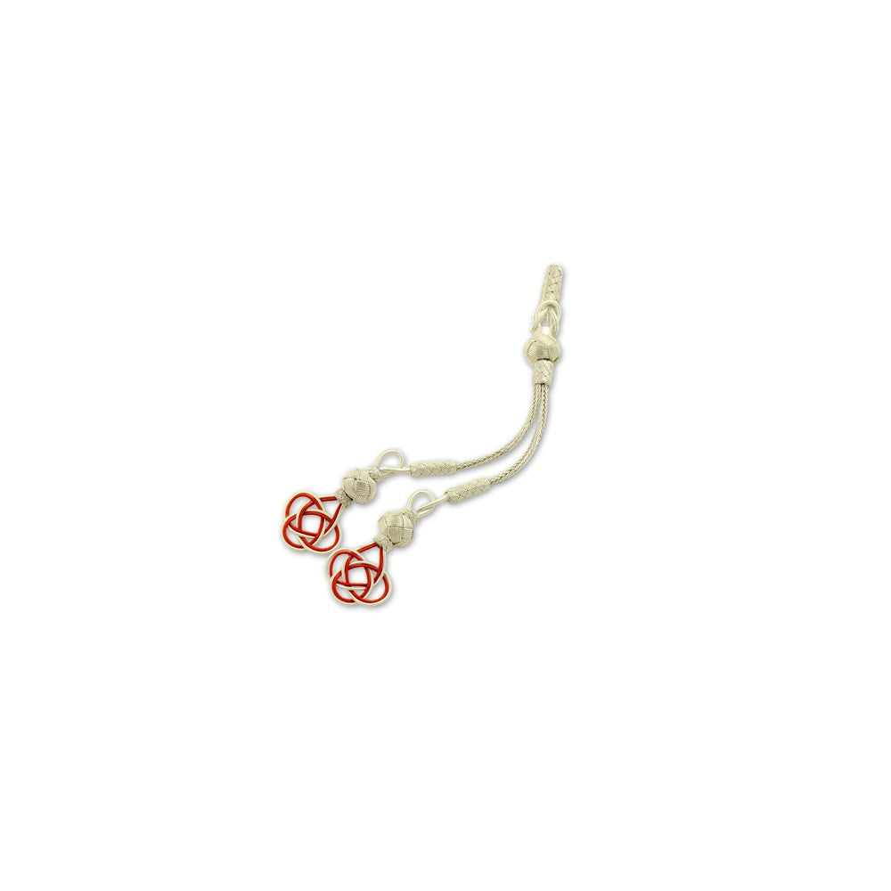 999 Silver White Model Red Handmade Model Rosary Double Tassel