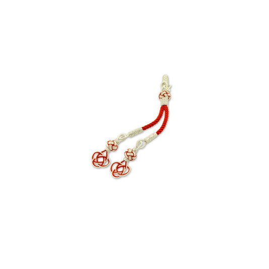 999 Silver Red Rope White Red Handmade Model Rosary Double Tassel