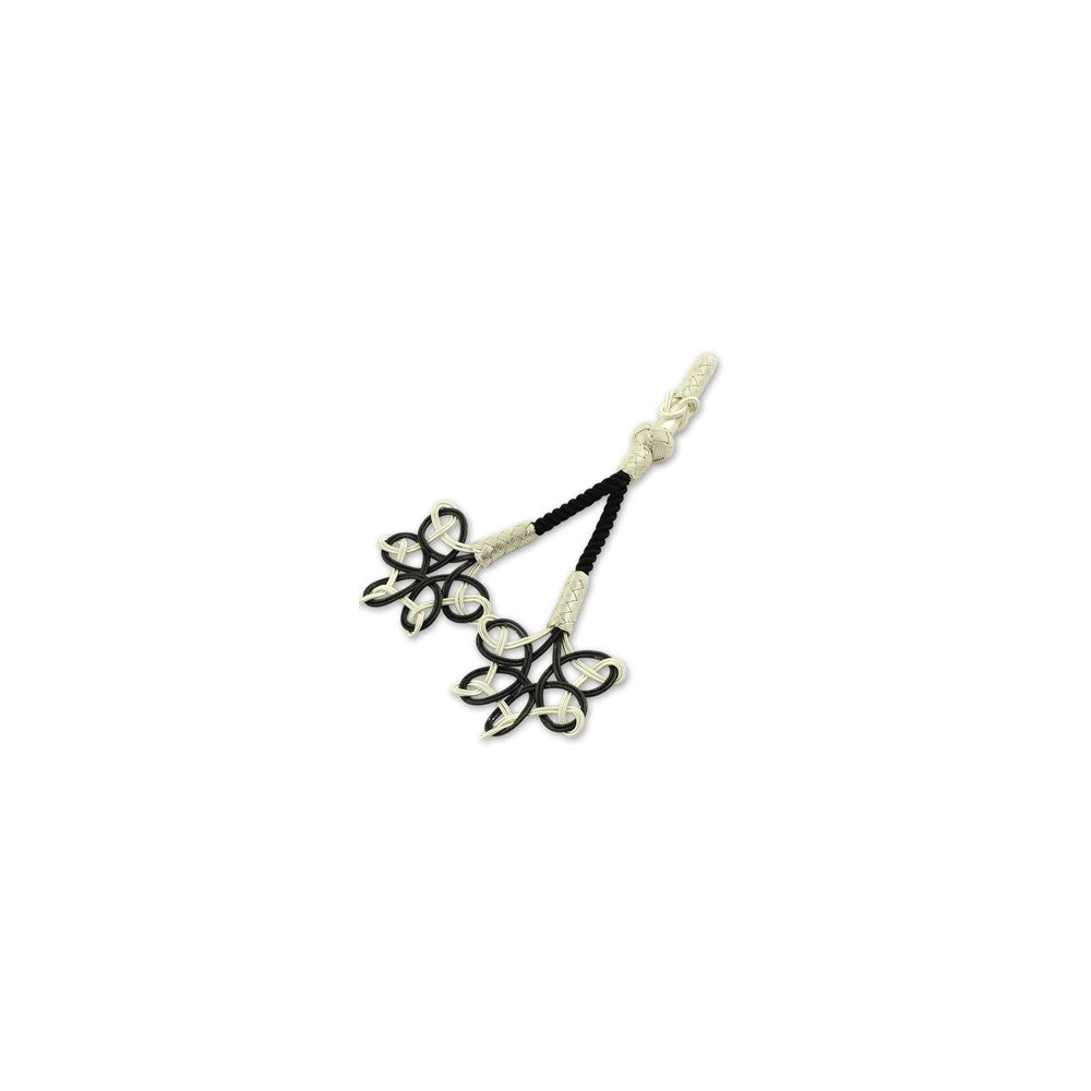 999 Silver White Black Model Handmade Rosary Double Tassel