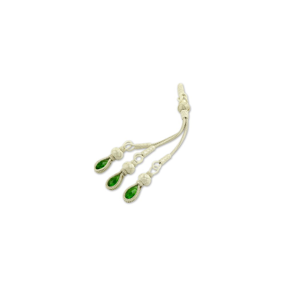 999 Silver Green Drop Stone White Model Handmade Rosary Triple Tassel