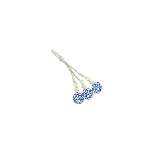 999 Silver White Model Blue Handmade Model Rosary Triple Tassel