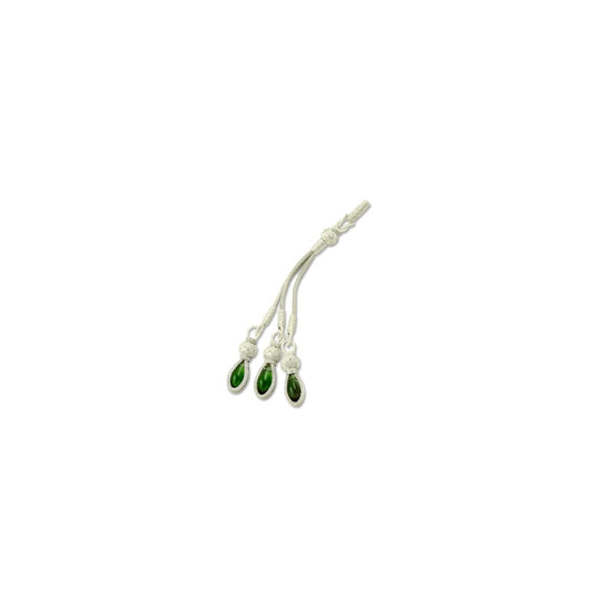 999 Silver Green Drop Stone White Model Handmade Rosary Triple Tassel