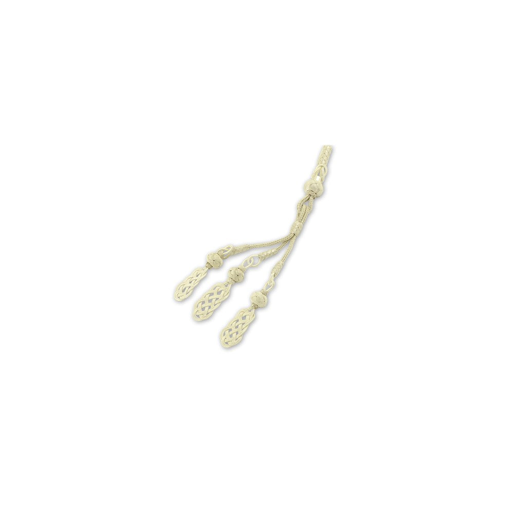 999 Silver White Rope Hand Knit Rosary Triple Tassel