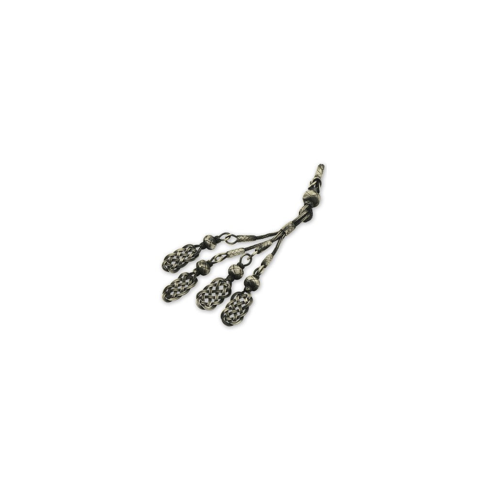 999 Silver Grey Rope Handmade Rosary Quaternary Tassel