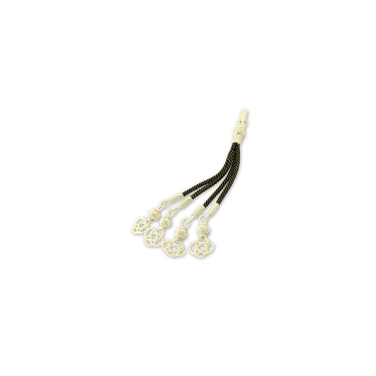 999 Silver Black Rope White Handmade Rosary Quaternary Tassel