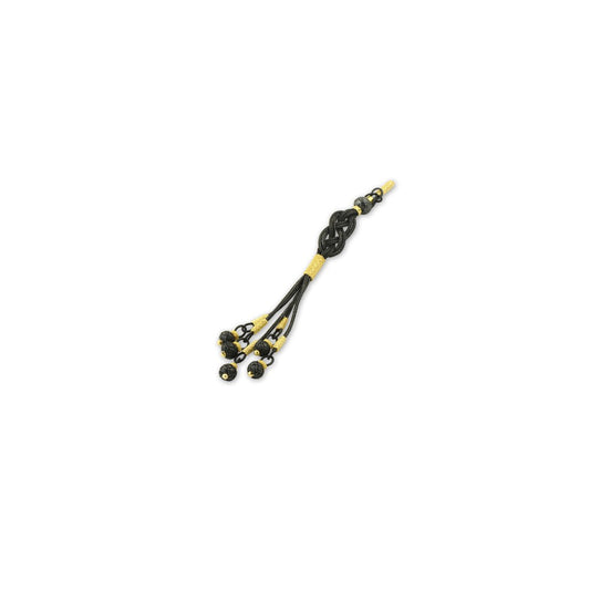 999 Silver Black Yellow Rope Beaded Handmade Rosary Quintet Tassel