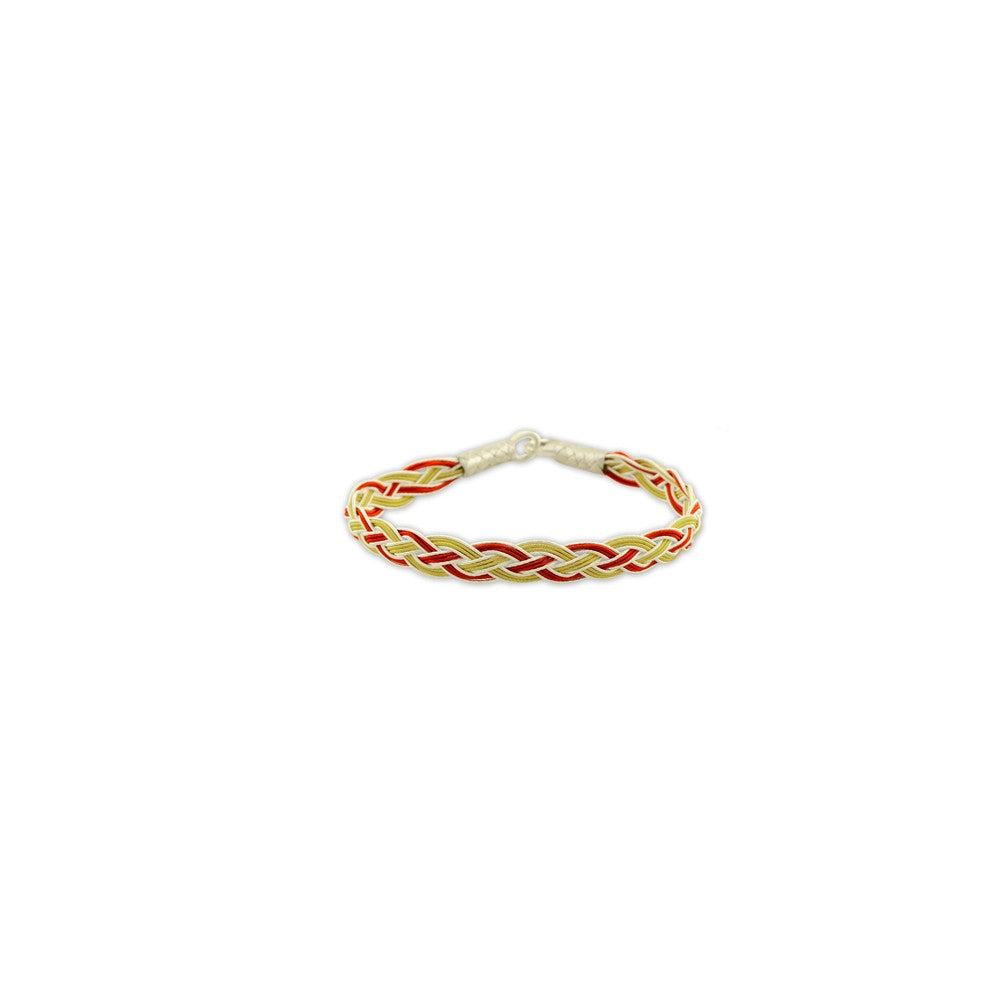 999 Silver Red Yellow Hand Knit Bracelet