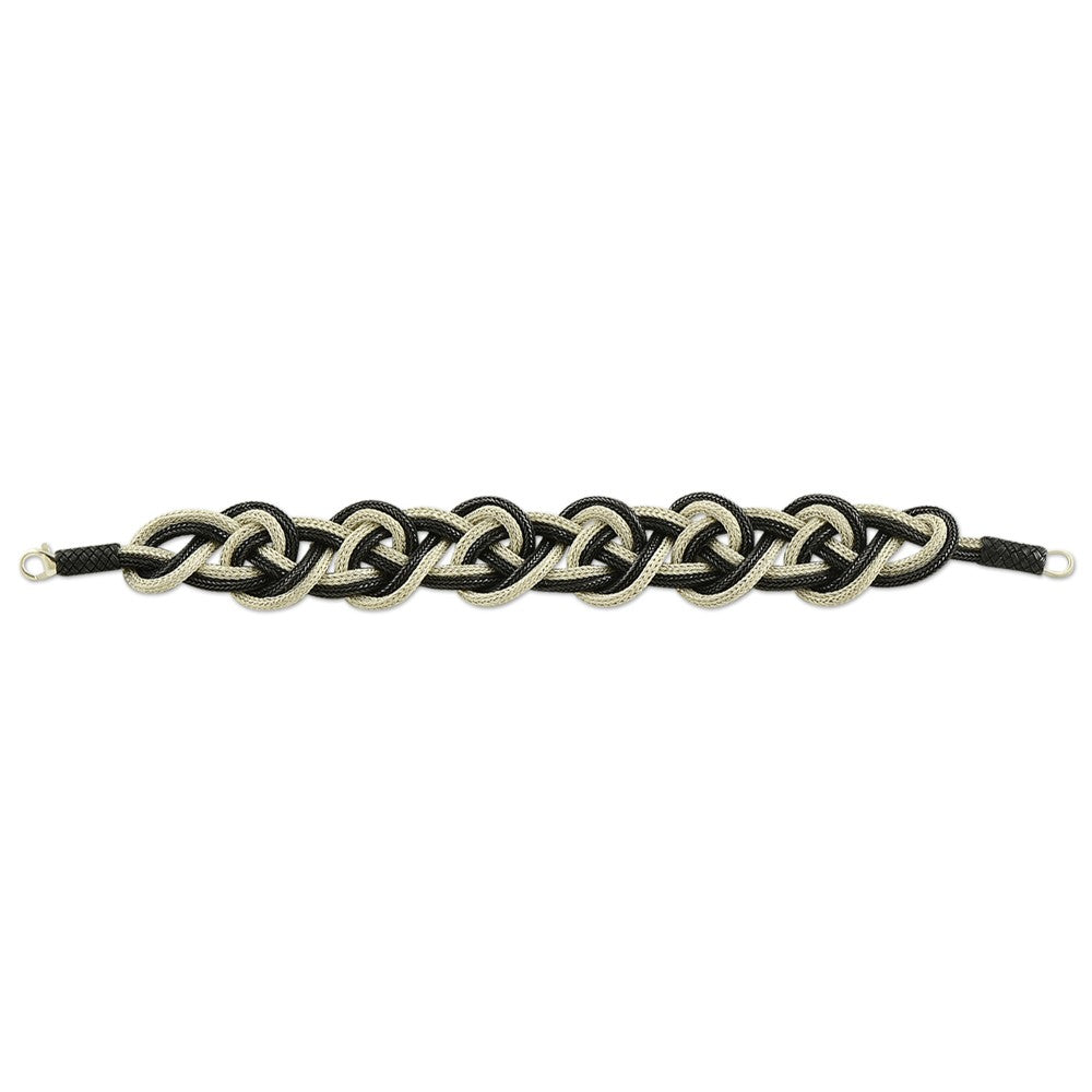 999 Silver Black White Handmade Rope Bracelet