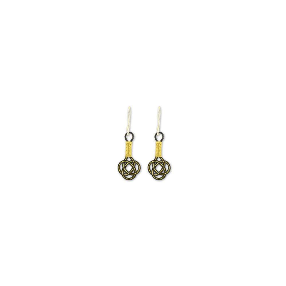 999 Sterling Silver Gold Black Hand Knit Earring