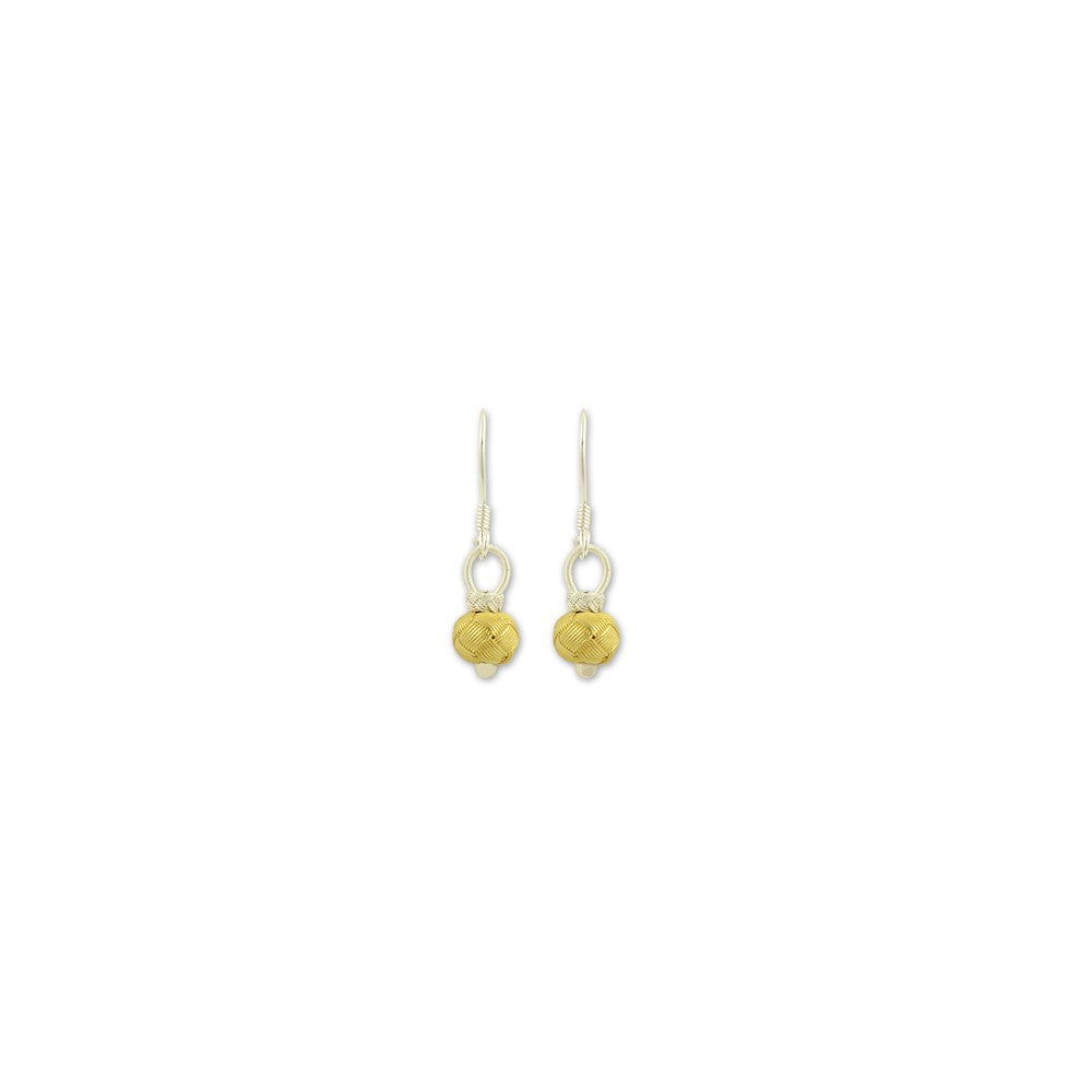 999 Sterling Silver Gold Beaded White Handmade Earring