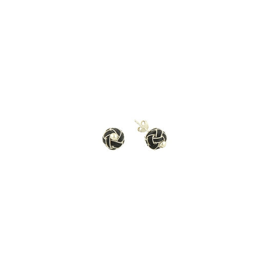 999 Sterling Silver Black Stud Bead Earring