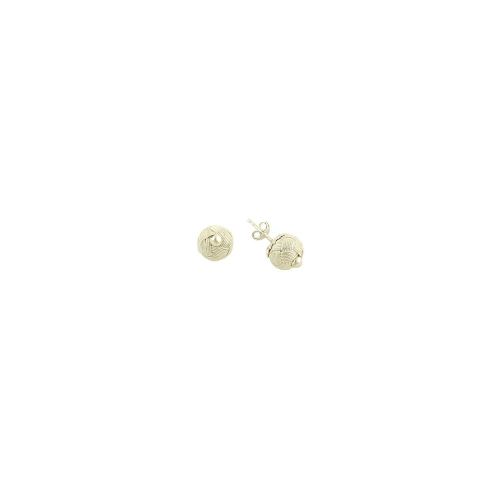 999 Sterling Silver White Stud Bead Earring