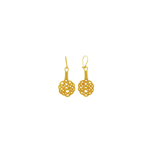 999 Sterling Silver Gold Hand Knit Earring