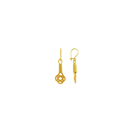 999 Sterling Silver Gold Plated Hand Knit Earring