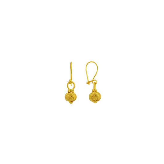 999 Sterling Silver Gold Plated Bead Hand Knit Earring