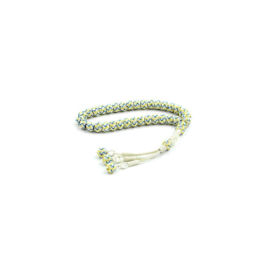 999 Silver Green White Beaded Handmade Triple Tassel Rosary