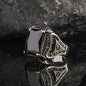 925 Sterling Silver Black Zircon Stone Square Men Ring