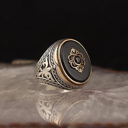 925 Sterling Silver Tiger Eye Stone Handmade Traditional Men Ring