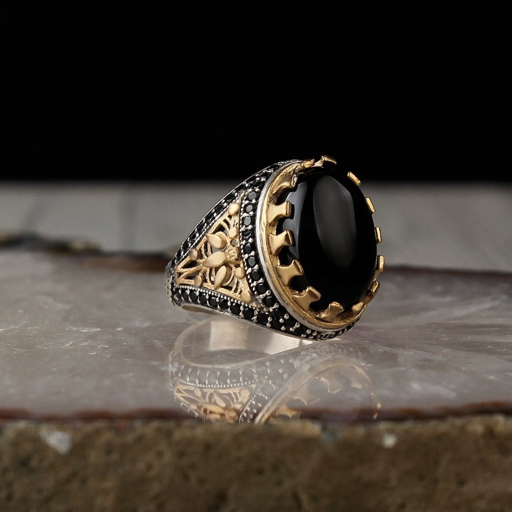 925 Sterling Silver Onyx Stone Handmade Men Ring