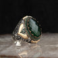 925 Sterling Silver Green Zircon Stone Handmade Men Ring