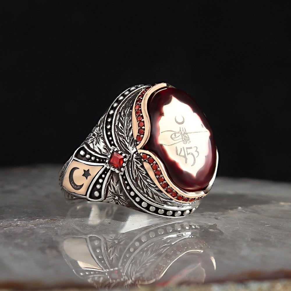 925 Sterling Silver ? Alef Arabic Letter Islamic Handmade Men Ring