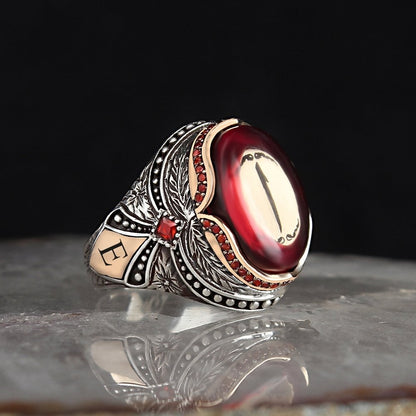 925 Sterling Silver ? Alef Arabic Letter Islamic Handmade Men Ring