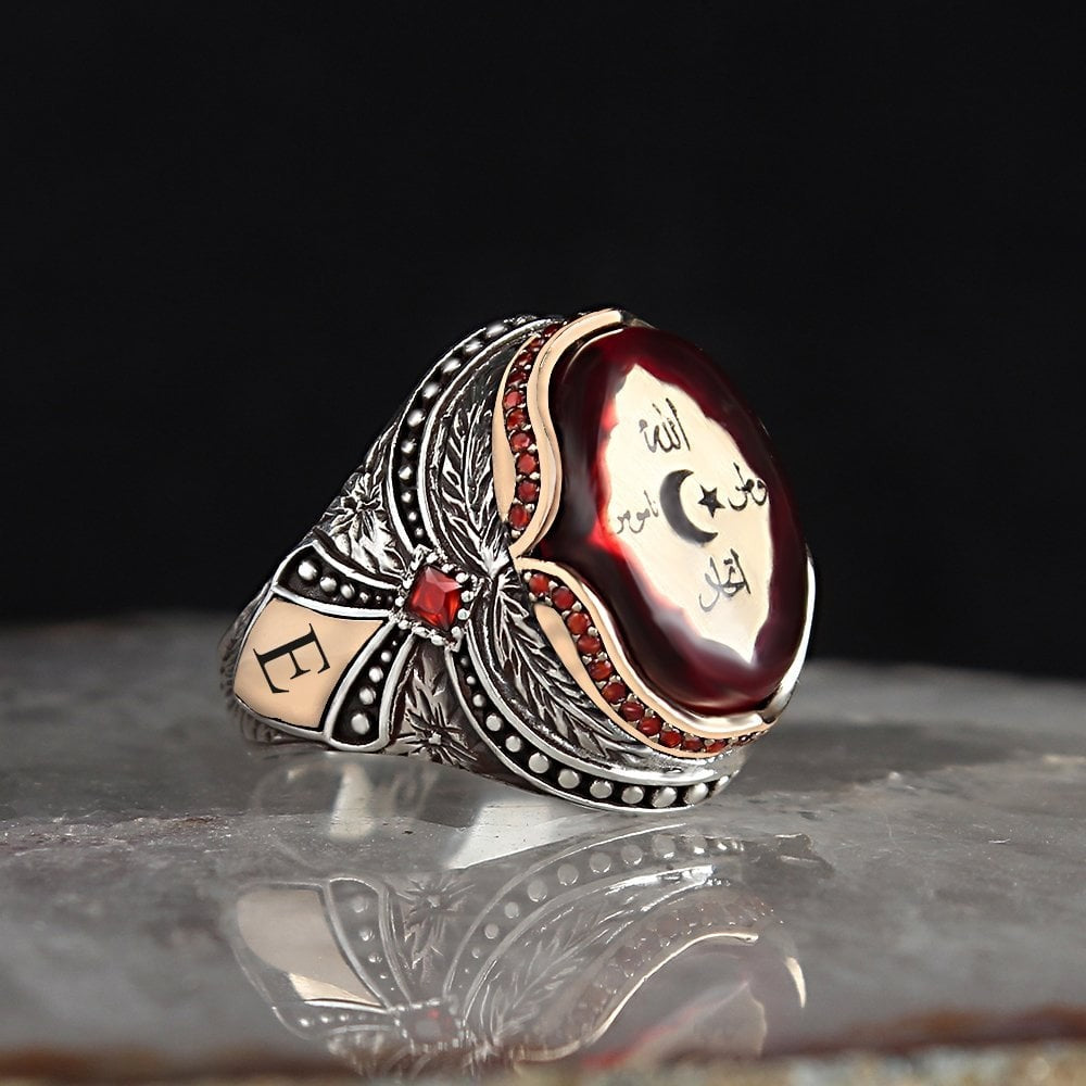 925 Sterling Silver ? Alef Arabic Letter Islamic Handmade Men Ring