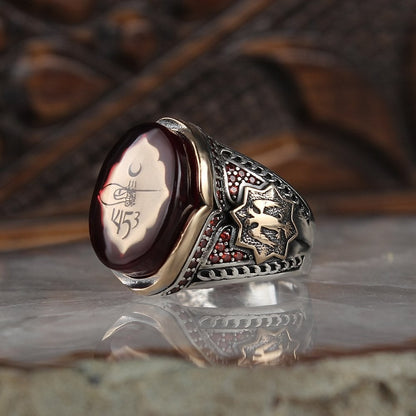 925 Sterling Silver Halleluiah Written Double HeadMen Ring