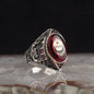 925 Sterling Silver Moon and Star Amber Stone Handmade Ring