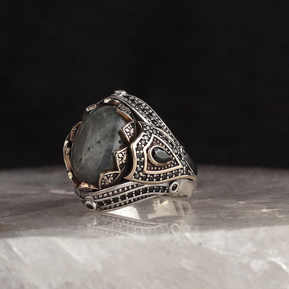 925 Sterling Silver Labradorite Stone Handmade Men Ring