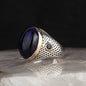 925 Sterling Sillver Blue Zircon Stone  Handmade Men Ring